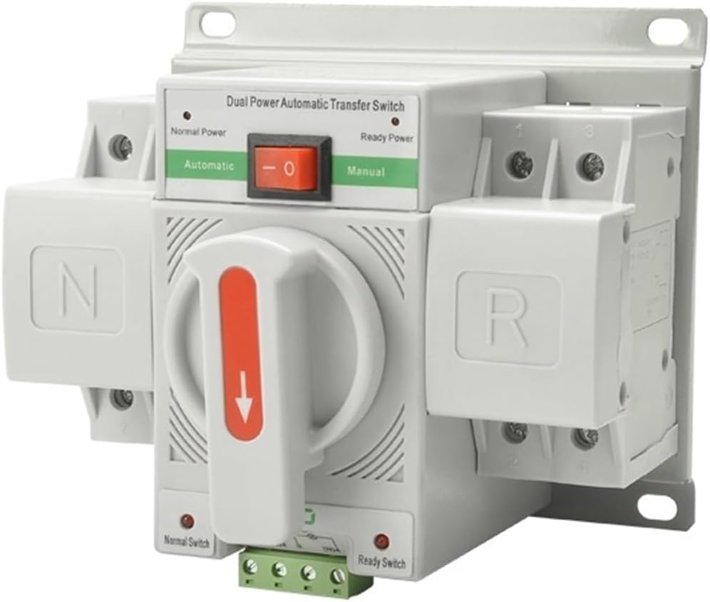 Double Power Automatic Transfer Switch Din Rail 2P AC Mini ATS Dual Power Automatic Transfer Switch Electrical Selector Switches Uninterrupted Power 230V 63A (Size : 2P Blue, Color : 63A)