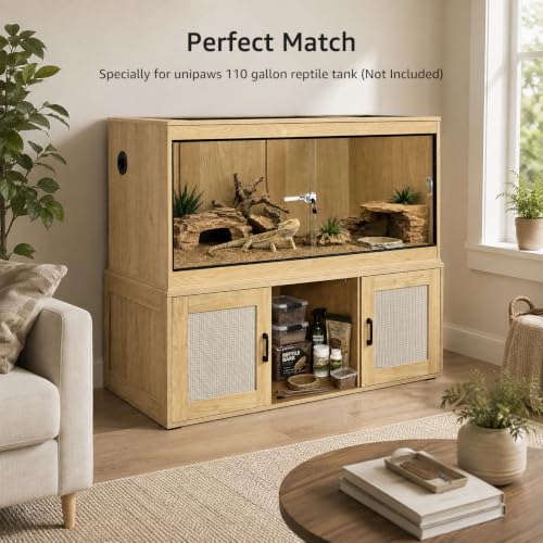 Image of Reptile Tank Stand for Unipaws 110 Gallon Reptile Tank, Storage Cabinet