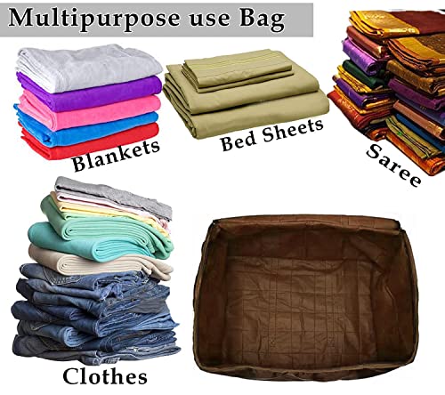 Image of Peafowl Double Bed Blanket Bag Cover /Saree Bag With Water Proof Dust Proof /King Size Blanket Cover Jumbo Bag (Coffee)