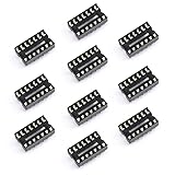 JESSINIE 10Pcs 14P IC Socket DIP Integrated Circuit IC Sockets Adaptor Solder Type 2.54mm Pitch Dual Row 14 Flat Pin