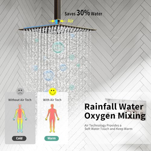 Image of SR SUN RISE 12 Inch Ceiling Mount Rain Shower System,Oil Rubbed Bronze