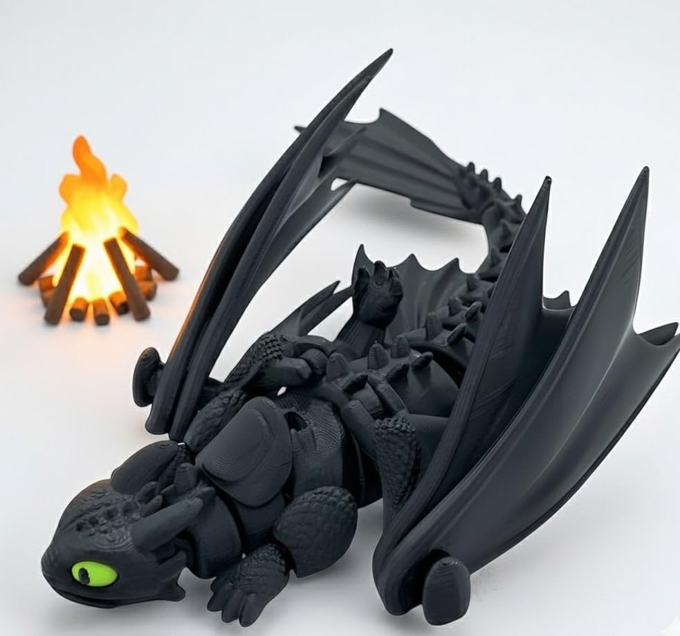 Stemply Toothless Dragon – Night Fury Collectible Toy for Boys, Girls & Anime Lovers – Dragon Action Figure for Teenagers & Toy Collectors (Night Fury Edition) 2