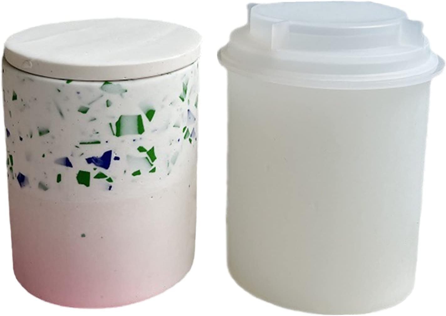 Keshav Creations Storage Box with Lid Resin Mold I Concrete Round Long Bottle Vase Silicone Gypsum Casting Mould I Succulent Cement Molds for DIY Handmade Candle Holder Jewelry Container Flowers Pot-picture-19