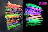 Color: 12 colores UV. Tigofly 12 Unidades 6 cm UV Faldas de Goma Calamar Suave Pulpo señuelos de Pesca atún pez Vela Cebo Artificial cebos