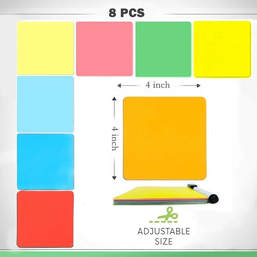 Miniatura 6 de Notas adhesivas de borrado en seco  Calcomanías pequeñas reutilizables para pizarra blanca (4 x 4 pulgadas) adecuadas para todas las superficies
