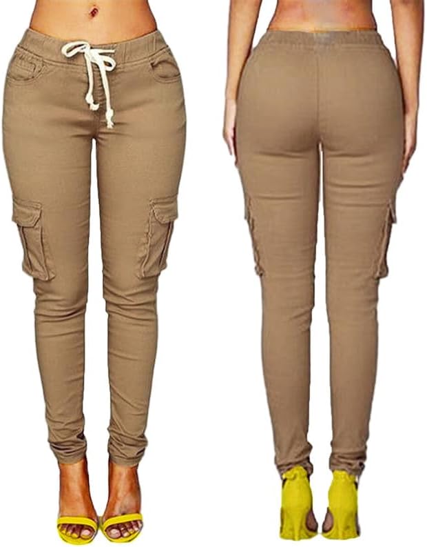 Miniatura 2 de Andongnywell - Pantalones cargo casuales de ajuste relajado para mujer, pantalones de trabajo con bolsillos con cordón