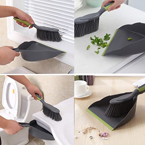 Dustpan And Brush,Brush And Dustpan Set,Dust Pan With Brush Ldeal For Cat Pets Home Kitchen Office Use-Dark Green #TOP2