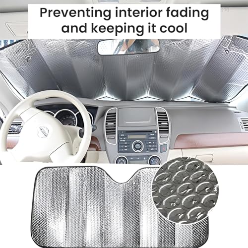 Image of Pivalo Car Windshield Sunshade Cover Foldable Reflective Aluminium Foil Sun Blocker UV Rays Protection Universal Sun Visor Front Window Protector Shield Heat Insulation for Car, SUV, Van (Silver)