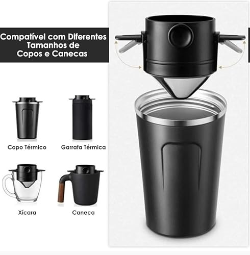 Mini Filtro Coador de Café Premium Individual Portátil Reutilizável Com Suporte Dobrável DIASO STORE