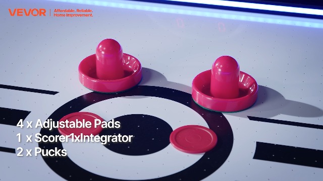 COSTWAY Tavolo Air Hockey, Tavolo da Gioco con Segnapunti Digitale LED 2 Spintori e 2 Dischi, 12V Potente Motore, per Casa Sala Giochi e Ufficio, 144 x 68 x 81 cm