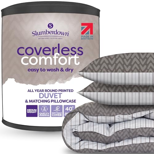 Slumberdown Coverless Double Duvet 10.5 Tog - All-Year Round 2-in-1 Reversible Double Quilt with 2 Pillowcases | UK-Made, Soft Touch Cover, Non-Allergenic & Washable, Brown