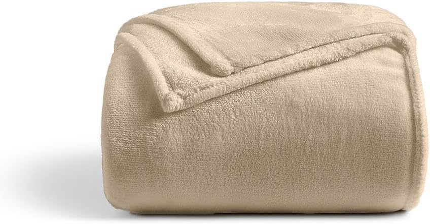 Tan Plush Fleece Comforter Blanket, 60" x 50"