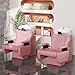 YOCONYO Barber Backwash Chair, Salon Shampoo Bowl and Chairs, Shampoo Unit with Neck Rest, Hair Washing Station with Ceramic Bowl, Shampoo Bowl Sink Chair Station for Spa Beauty Salon (Pink)
