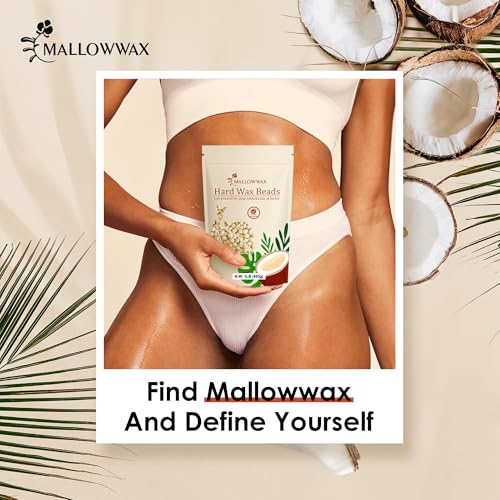Image of Mallowwax Hard Wax Beads, 1lb Cream Wax Beans for Hair Removal