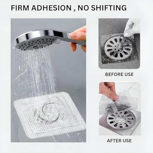 Image of Brush Sink Stopper (20 Pcs) Disposable Shower Cover Hair Catcher Shower Drain Mesh Stickers, Bathroom, Laundry, Bathtub, Kitchen Sower Drain Floor Sinks Dusting Wand for Sugar (Silver)