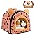 Pantula Guinea Pig Bed House - Cave Cozy Large Hamster Small Animal Beds Hideout with Removable Pad for Hamster Rabbit Hedgehog Chinchilla Bearded Dragon and Ferret (Pink Leopard)