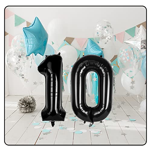 40" Black Number 0 Balloon, Large Numbers Balloons 0-9 Helium Foil Number Balloons Self Inflating For Girls Boys Birthday Party/Anniversary Decorations/New Years Eve Decorations #TOP4