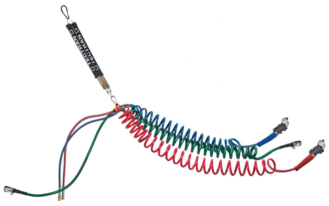 Photo 1 of **FOR PARTS ONLY**  Tectran Proflex-SP™ Lifeline® Kit Airpower Line Wrap Set | Dual-Spring Slide/Tender Bar | Anodized Gladhands | Tractor-Trailer Semi Hook Up Lines | Quick Installation (15' Length)