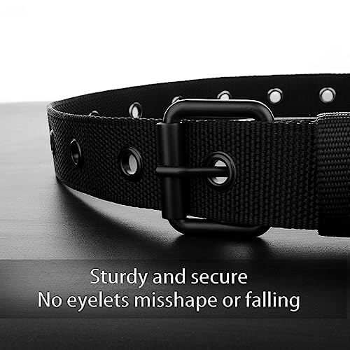 Grommet Belt Mens Black Nylon Webbing Canvas Belts for Men Big and Tall4