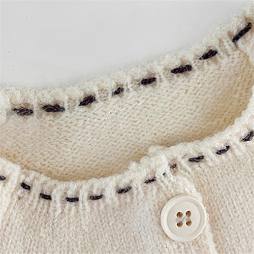 Baby Cardigan for Boys Girls Knit Sweater with Dot Embroidery Crewneck Button Down Cardigan Rolled Cuff Relaxed Fit2