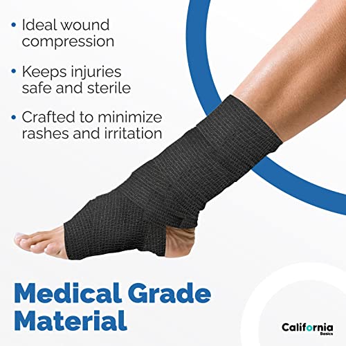 Image of Self-Adhesive Bandage Wrap - Suitable for All Sports - Breathable Athletic Tape for Wrists - Knee and Ankle - Self Adhesive Bandage- 2 Inch- 10 Pack - Black