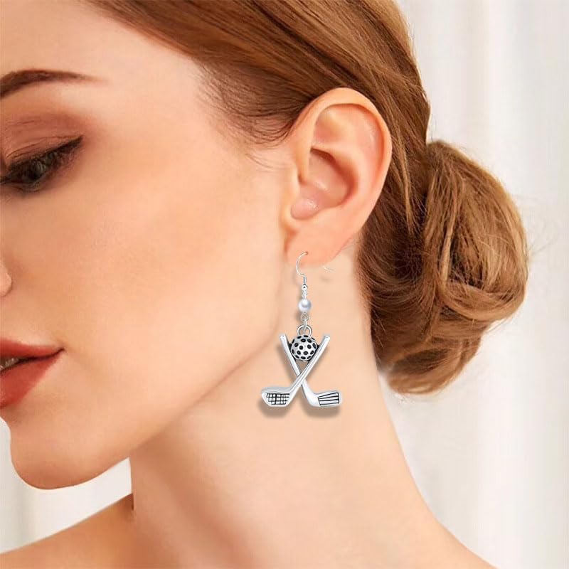 Dreuyet Golf Sport Earrings for Women Dainty Golf Club Pearl Sports Earrings Jewelry Gifts for Females Golfers - Image 2