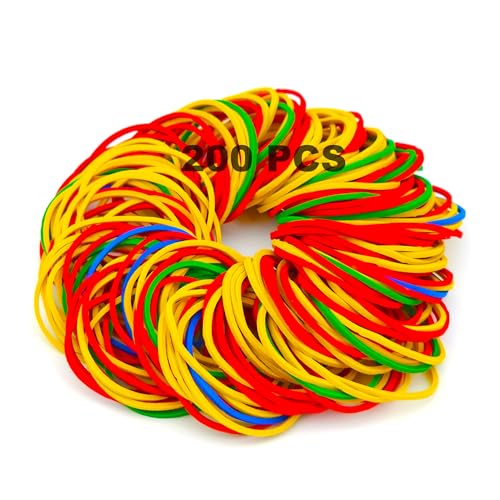 200 bandas elásticas resistentes y coloridas, bandas de goma resistentes a altas temperaturas, perfectas para suministros de oficina, uso industrial, escuela, hogar, manualidades y más, tamaño de 38