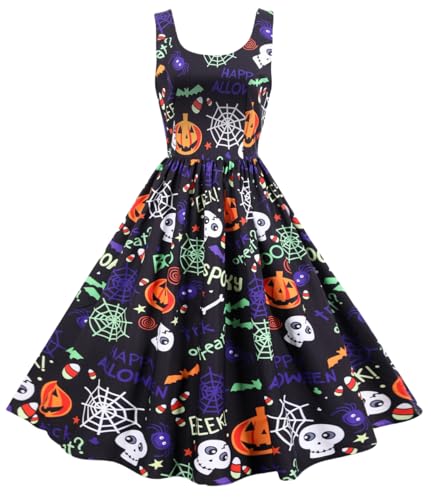 Image of Sister Amy Girl Printed Elastic Sleeveless Shaping Breathable Camisole Skater Dress