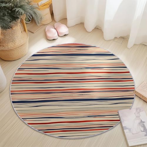 Tapis rond doux antidérapant lavable flanelle multicolore salon 100cm