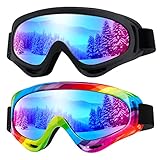 Braylin 2-Pack Kids Ski Goggles, Snowboard Goggles for Men, Women, Youth, Boys or Girls, Snowmobile