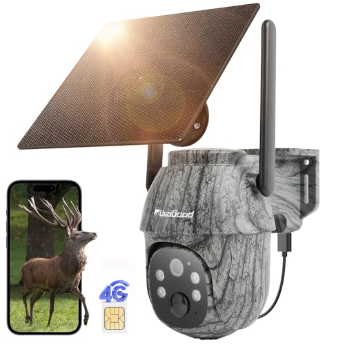 usogood 4G LTE Cellular Trail Cameras Included 32GB Memory Card&SIM Card, 360°Game Camera with 2K Night Vision Motion Activated IP66 Waterproof, Sends Picture to Cell Phone, Solar Powered