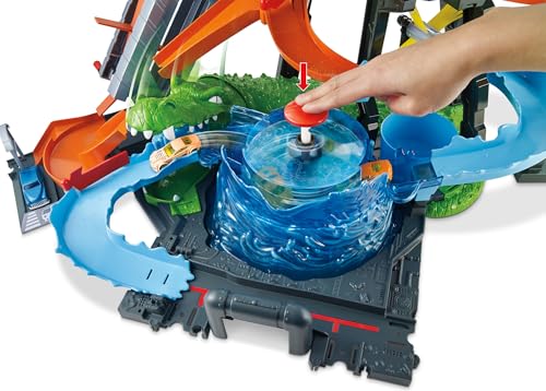 Hot Wheels City Ultimative Krokodil-Waschstation & 1 Farbwechseleffekt Auto – Ansicht 3