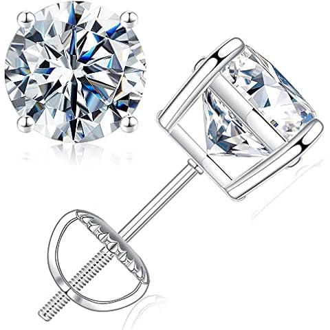 SMILEST Moissanite Earrings for Women Men, 1 ct D Color VVS1 Clarity Lab Grown Moissanite Earrings Studs 925 Sterling Silver Screw Back Moissanite Earrings for Women Men Moissanite Stud Earrings Cover