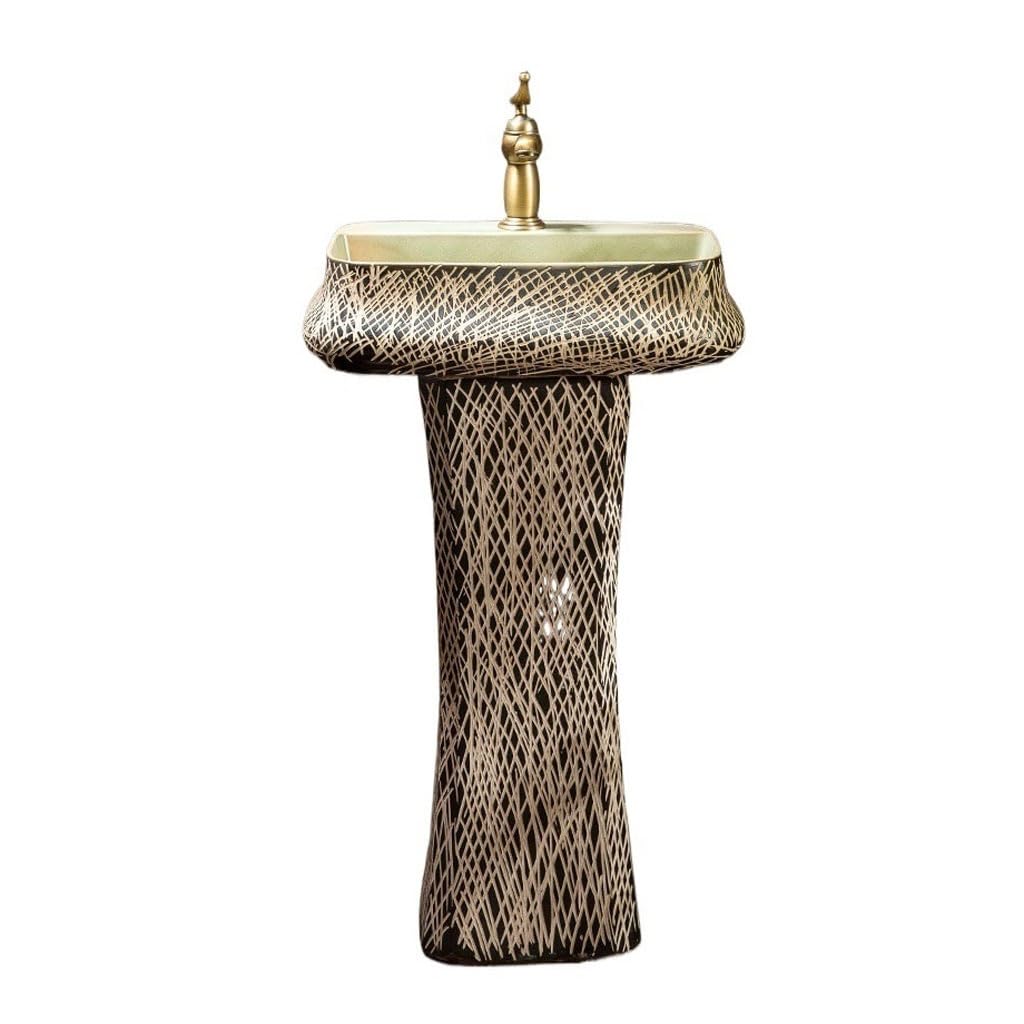 LAPADULA Yard Retro Wash Basin Column Outdoor Courtyard Integrated Floor Bathroom Sink Freestanding