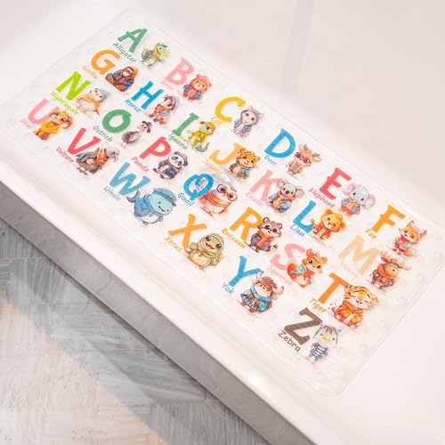 Tapete de bañera antideslizante de dibujos animados, tapete de baño para niños y niños...