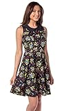 Seven Times Six Sailor Moon Womens' Bow and Moon Stick Print Anime Keyhole Cosplay Dress (Small) Black