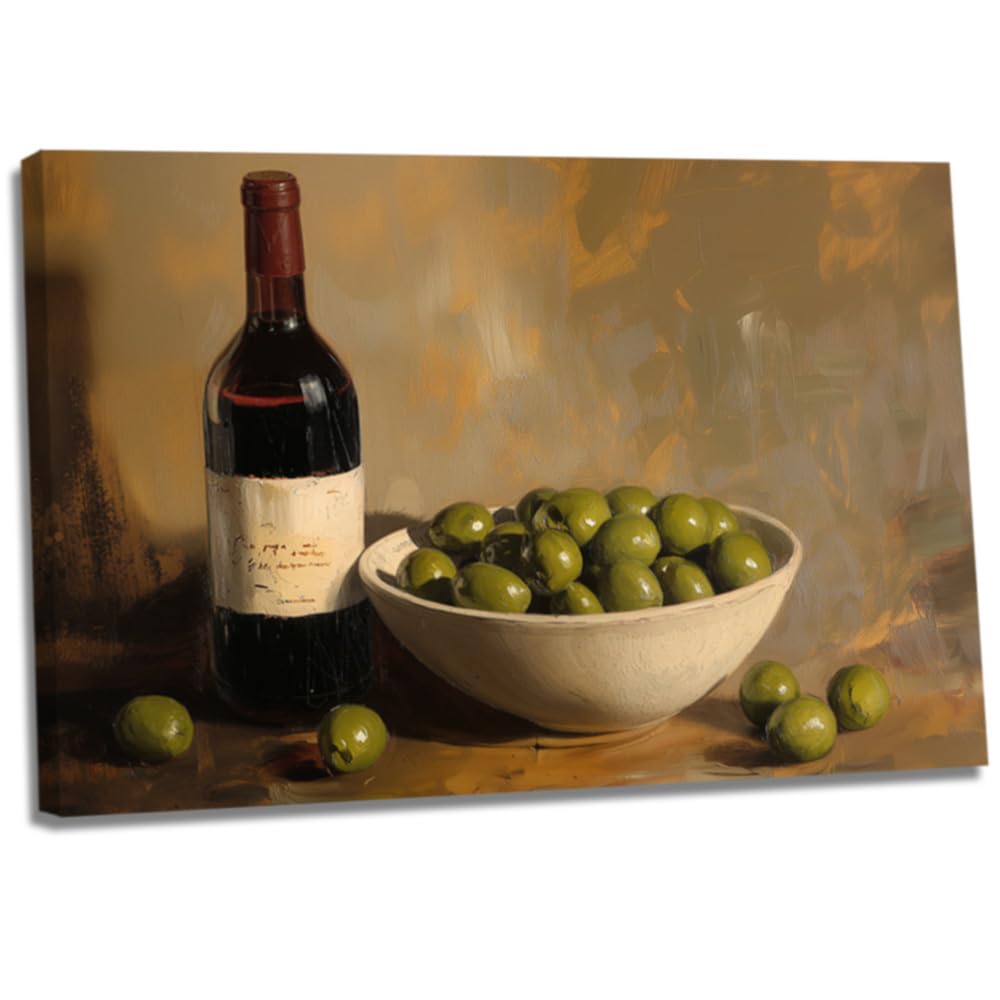 Toile encadrée Olives avec finition premium de nature morte aux fruits