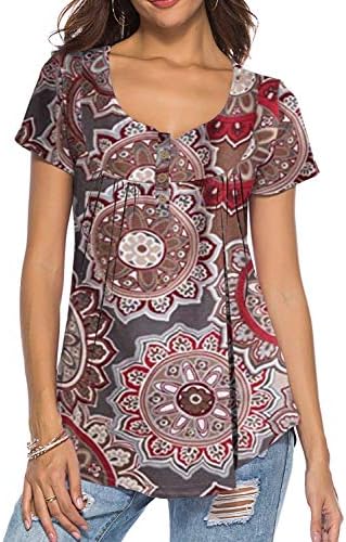 Neitade Women's Shirts and Blouses Short Sleeve Button Up Tunic Tops