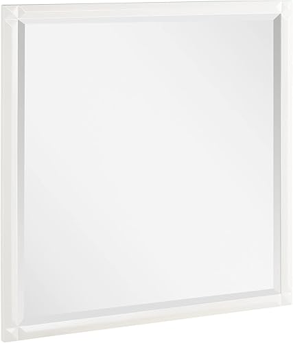 Miniatura 7 de Signature Hardware 484517 Holmesdale 36" x 34" Espejo de pared de baño con marco de caoba rectangular moderno - Blanco brillante