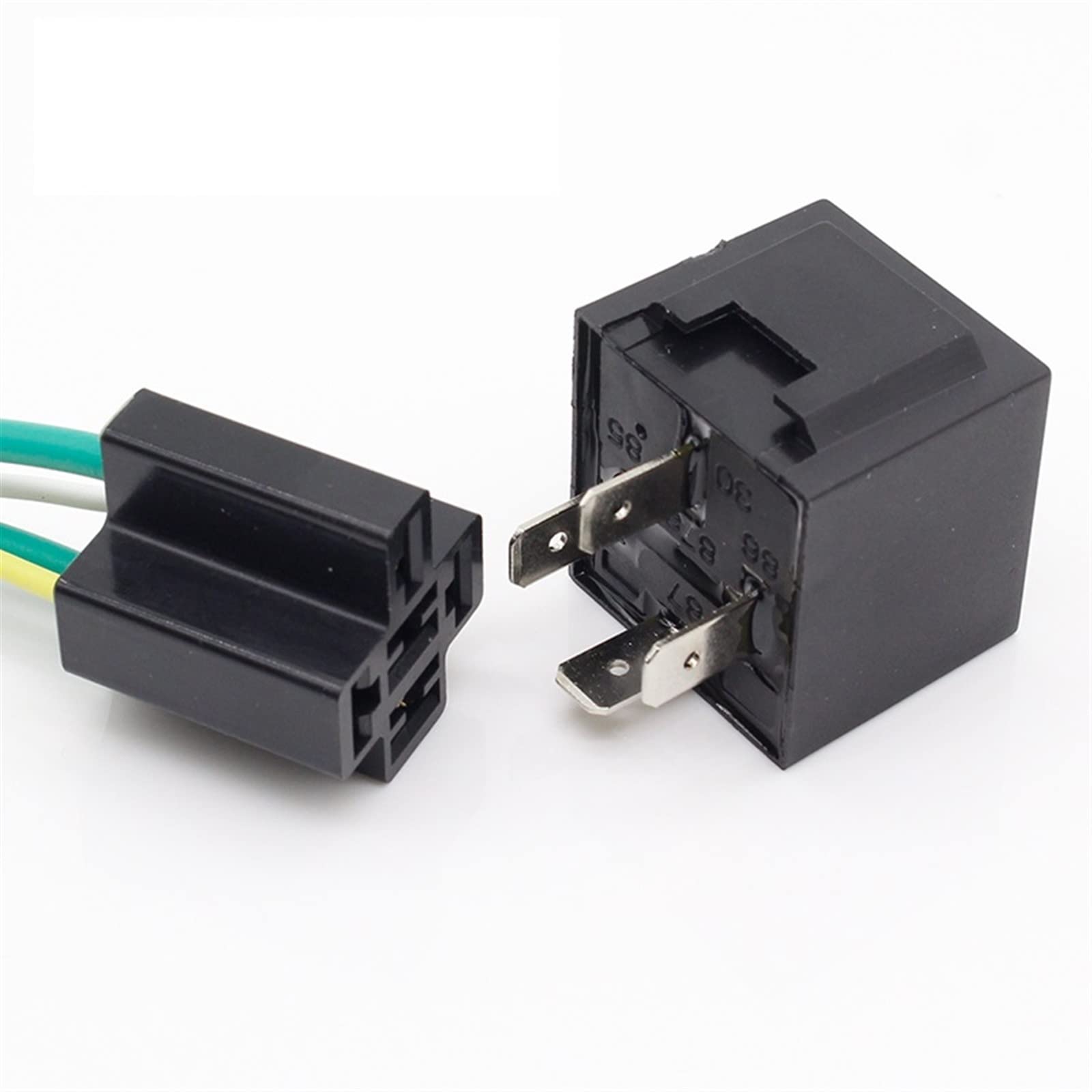 CSKWLLNBC 1 Pair 12V 12Volt 40A Auto Automotive Relay Socket 40 Amp & Wires
