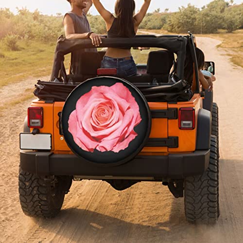 Image of Pink Red Rose in Full Bloom Spare Tire Cover Dust-Proof Wheel Tire Cover Fit Trailer, RV, SUV and Many Vehicle 15 Inch