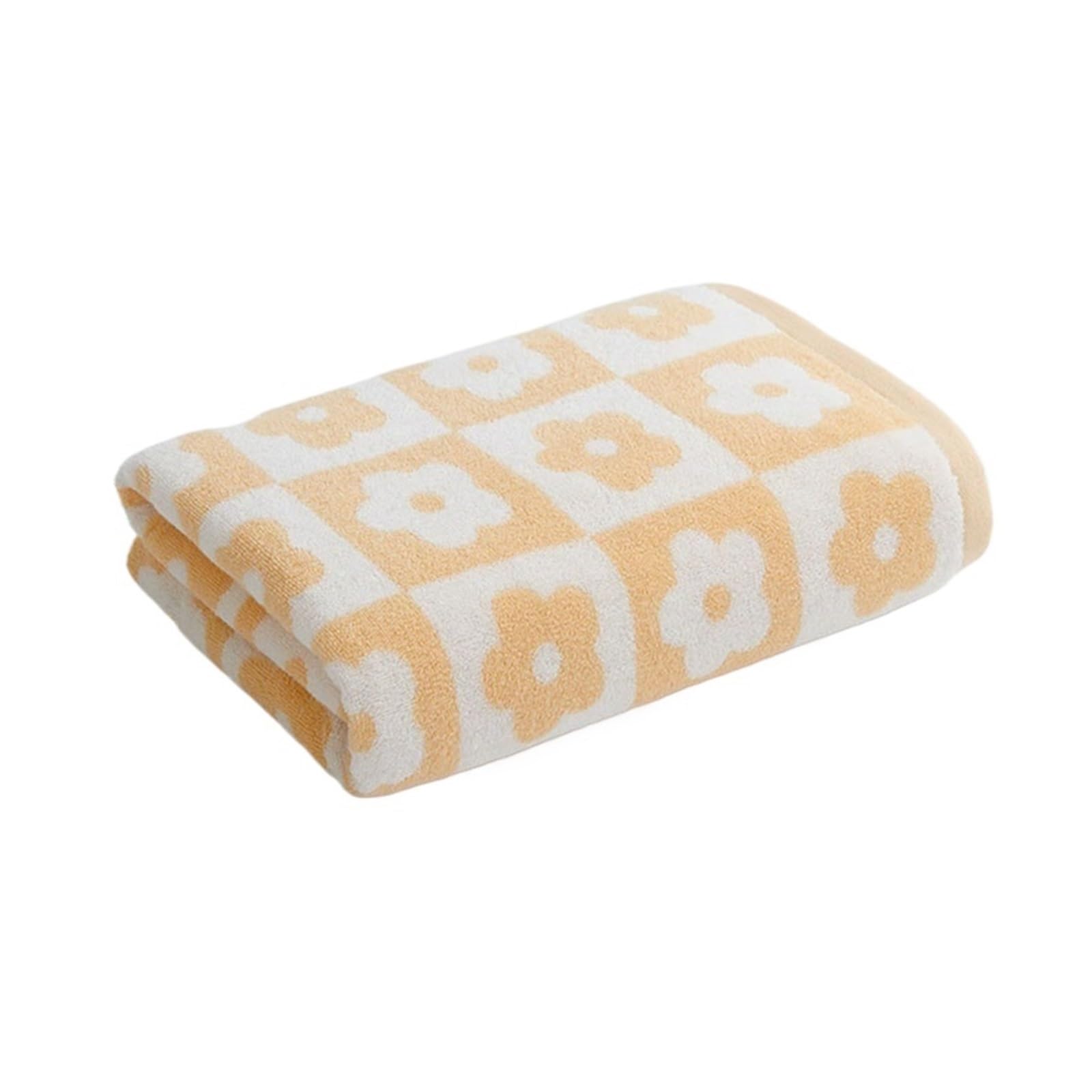 FGUJSUR Bath Towel Cotton Thicked Bath Towel Cartoon Floral Pattern Towels Absorbent Soft Beach Bathroom Shower For Home(Yellow)