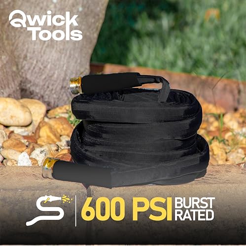 Flat-Garden-Hose-50FT-Flexible-Non-Expanding-Flat-Hose-with-Quick-Connector-9-Spray-Functional-Nozzle-Durable-Light-Weight-Collapsible-RV-Water-Hose-Kink-Free-Fabric-Hose-for-Camper