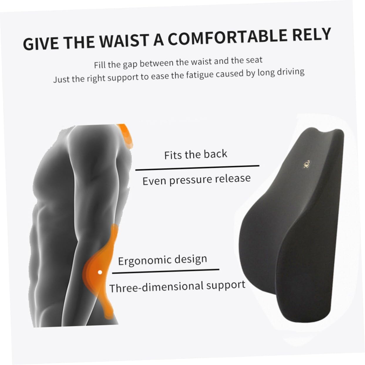 KICHOUSE Car Waist Support Pillow Memory Foam Lumbar Cushion for Comfort and Fatigue Relief Vehicles for Men and Women Deep Gray Color Fit