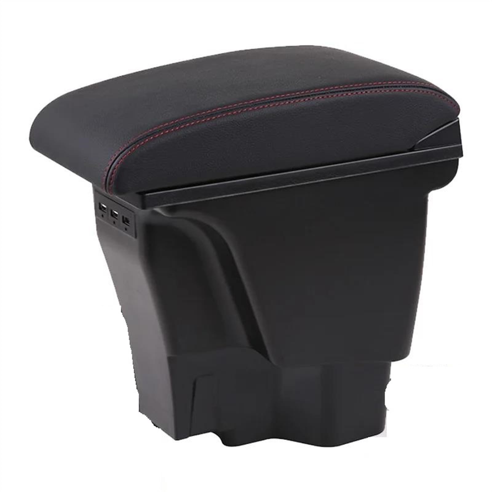 NOHEEU Armrest Box With Multifunctional Support PU Upholstered Car Interior Modification Accessories For Rio III 2011-2016(B1 Black red Corium)