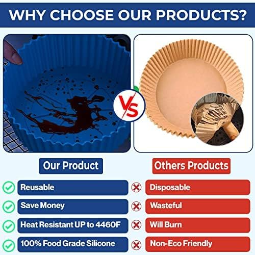 Miniatura 3 de Paquete de 5 forros de silicona para freidora de aire, repuesto de papel pergamino inflamable, forros de silicona para freidora de aire, accesorios