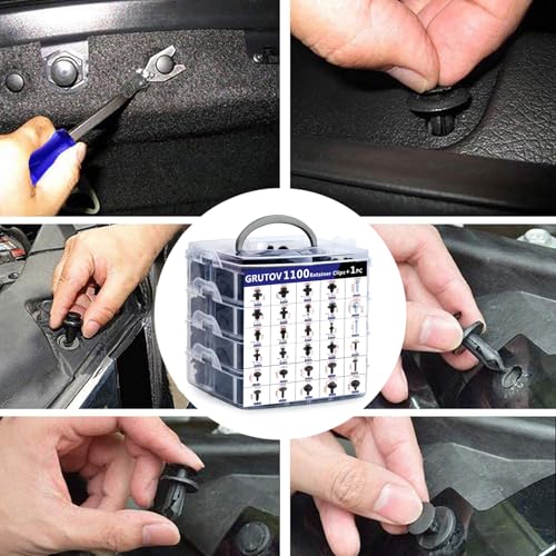 Image of 1102PCSCar Bumper Clips Automotive Push Pins Plastic Rivets Shield Retainer Clips Assortment Xmas Tree Fasteners Kit Most Common Sizes Auto Body Push Pin with Removers for Ford Honda Chrysler GM
