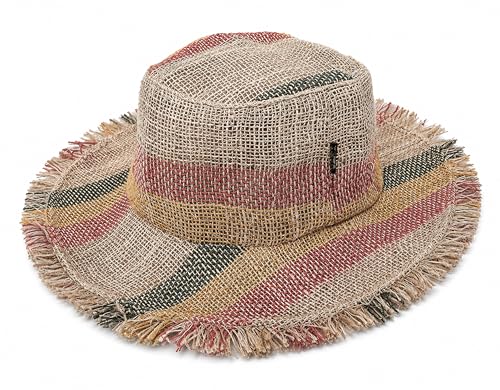 Image of Hemp Sun Hat Wired Wide Brim Big Sizes M /L /XXL Farmers,Raw Hemp Natural Garden Summer Hippie hat