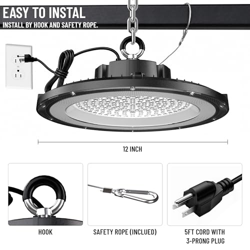 Woodafu UFO LED High Bay Lights 200W 1 Pack 5000K with 5ft Plug by Woodafu - Used condition - Image 6
