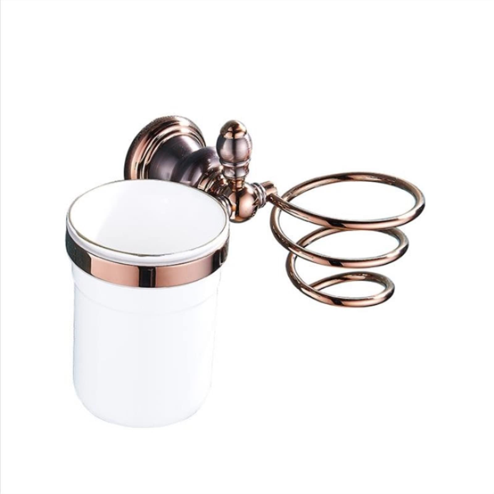 ASerZenith Copper Rose Gold Brown Bronze Hair Dryer Rack with Cup European Antique Multi-Function Racks